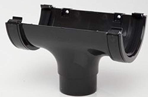 POLYPIPE RR105 Black Running Outlet for 112mm Half Round guttering System 68mm Outlet Downpipe