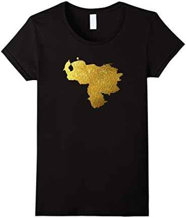 Womens VENEZUELA GOLDEN MAP TSHIRT Small Black