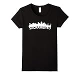 Womens Curved Skyline Of Sacramento CA T-Shirt Medium Black