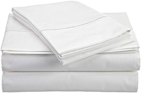 Solid Pattern 1500 Thread Count Heavy Fabric Egyptian Cotton Collection 4-Pieces Luxurious Sheet Set Fits Mattress 10-12" Inch Deep Pockets (King, White)