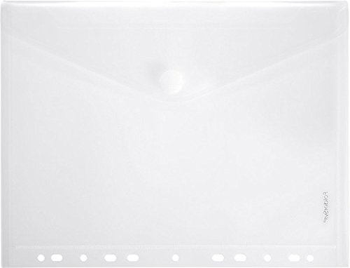 Clear A4 Page Pocket with Flap, Perforated Edge Transparent, Assorted Colours PG/ 10 Pieces