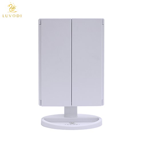 LUVODI Makeup Vanity Mirror with 36 PCS LED Lights, 1x/2x/3x Magnification Panels with Touch Screen, Dual Power Supply, 180°Adjustable Rotation,Countertop Cosmetic Mirror (White) - Thumbnail 2
