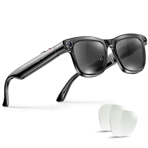 EnergyPort AI Smart Glasses with Camera & Bluetooth, 8MP 1080P HD Video, Photochromic Sunglasses Lenses, Open-Ear Audio, Voice Assistant, AI Recognition & Translation, Privacy LED, IPX4, Outdoor