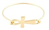 Goldtone Ankh Cross Metal Bangle Bracelet (S-2449)
