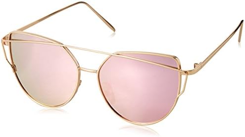 RAYSUN Cat Eye Women Sunglasses Polarized Mirrored Fashion Flat Lenses Metal Glasses (Gray1)