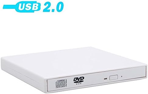 USB 2.0 External Portable CD-RW DVD ROM Combo Burner Drive for Laptop Notebook PC Desktop Computer,White