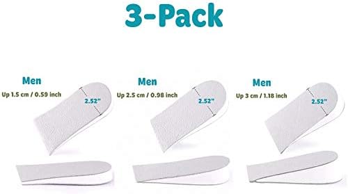 【CaserBay】Height Increase Shoe Insole Cowhide Leather Elastic Eva Invisible Increased Heel Lifting Inserts Half Elevator Heels Inserts Shoe Pads【3-Pack, All, for Men】
