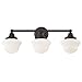 Schoolhouse Bathroom Light Bronze White Opal Glass 3 Light 23.125 Inch Length