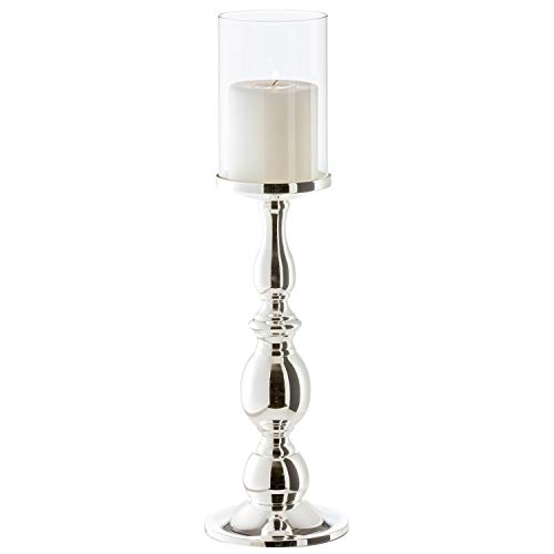 EDZARD Hurricane Candle Holder Mascha (H 45 cm), Silver Plated, with Glass