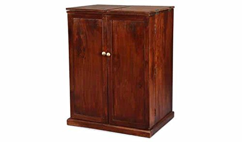 Aprodz Mango Wood Wine Storage Telfer Stylish Bar Cabinet for Living Room | Honey Finish
