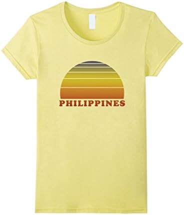 Womens Philippines Retro Vintage T Shirt 70s Throwback Surf Tee Medium Lemon