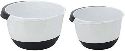 Mixing Bowl Set 3.5 and 2.0 Litres with Non-Slip Base, Black/White, Large: 24 x 14 cm, Small: 20 x 12 cm