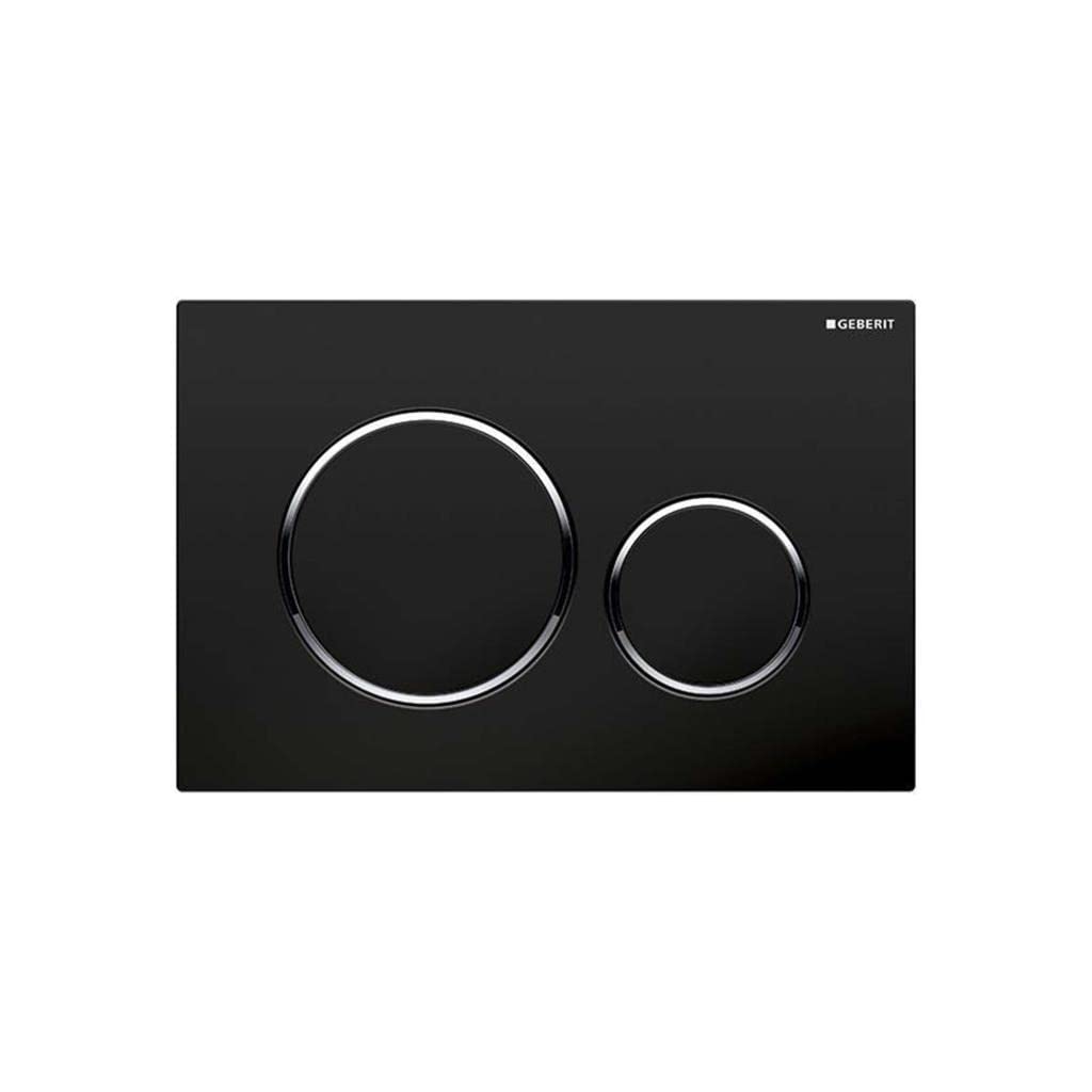 Geberit Sigma 20 115882141 Actuator Plate for 2 Flushes, Front Actuation, Panel + Buttons Matte Black Stripes Chrome