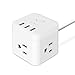 JSVER USB Power Strip - 4.92 Ft Extension Cord with 3 Outlets & 3 USB Ports, Power Cube for Travel, Home, Office, Phones, iPhone X/XS/XR, Tablets, Cruise Ship (White)