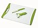 CYBER BLOW OUT SALE Chef Made Easy Large Plastic Cutting Board (Green) with Drip Groove Includes Free Bonus Ceramic Peeler and 3" Ceramic Paring Knife - Non-slip and Stain-resistant