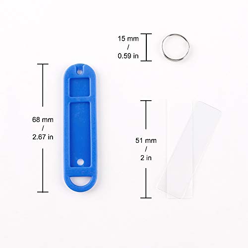 15PCS Plastic Key Tags with Split Ring Label Window