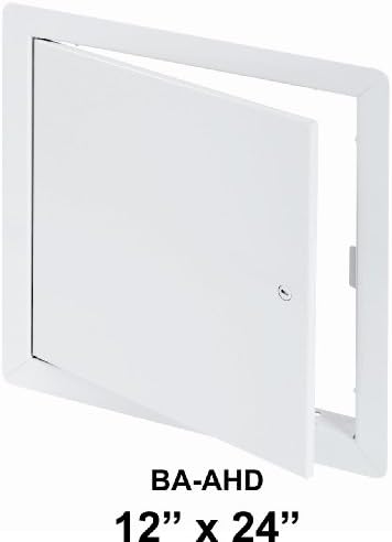 BEST BA-AHD 12" x 24" Metal Access Panel with Concealed Pin Hinge, LEED Compliant 16-Gauge Steel Access Door for Non-Rated Drywall/Ceilings, White Drywall Panel with Rounded Corners, Screwdriver Latch