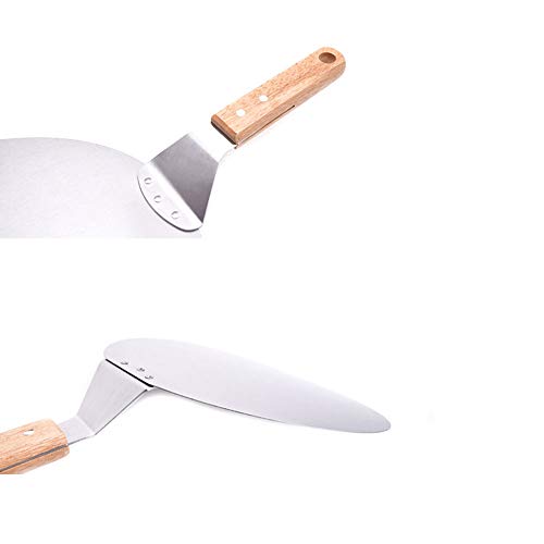 Waykea 12” Stainless Steel Pizza Peel Wood Handle Baking Shovel Paddle, Cake Lifter Transfer Tray for Baking Homemade Pizza, Bread, Cake, Pie