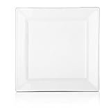 DOWAN 8 Inch Porcelain Square Plates - 8 Packs, White