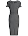 MUXXN Women's Crew Neck Tie Waist Formal Business Dress (L Gray)