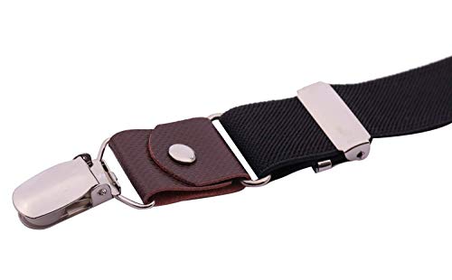 ORSKY Mens' Bow Tie and Suspenders Set Adjustable Elastic 47" Black