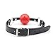 Leather Open Mouth Collar Open Breathable Leather Paly Ball for Women Men,Adjustable Strap,Free Bag (Red)