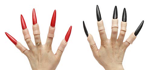 Wowlife False Nail Claw Fake Finger Paw Ring Knuckle Fingertip Finger Claw Ring Zombie Witch Gloves for Halloween Costume Cosplay - Thumbnail 3
