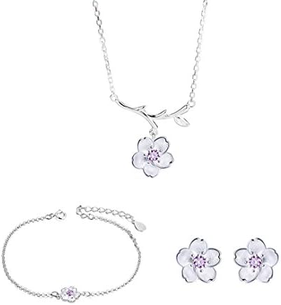Marten Fisher90S Cherry Blossoms Jewelry Set Including Necklace, Bracelet and Earrings