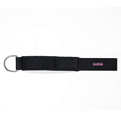 EXOUS Bodygear Ankle Straps Cable Attachments - Padded Ankle Cuffs - Thick 10mm Padded D-Ring - for Glute - Leg & Gym Machine Workouts (Pink Logo Single)
