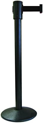 Visiontron 321-BA-BK Single Line Post w/ 15' Retracta-Belt, Black with Black Belt