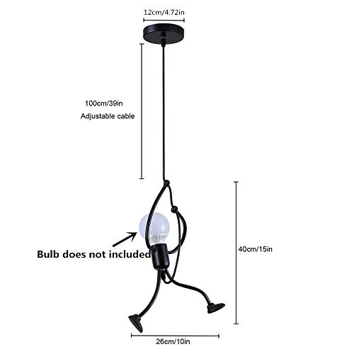Industrial Metal Pendant Light, Creative Cartoon Ceiling Light Fixture, Indoor Hanging Lamp, Modern Minimalist Lamps for Bedrooms Loft Study Restaurant Entryway Foyer, E27, Bulb not Included - Thumbnail 4