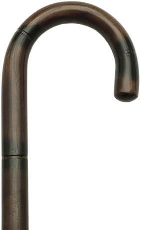 Unisex Round Nose Crook Cane Stepped/Scorched Walnut  -Affordable Gift! Item #DHAR-9003307