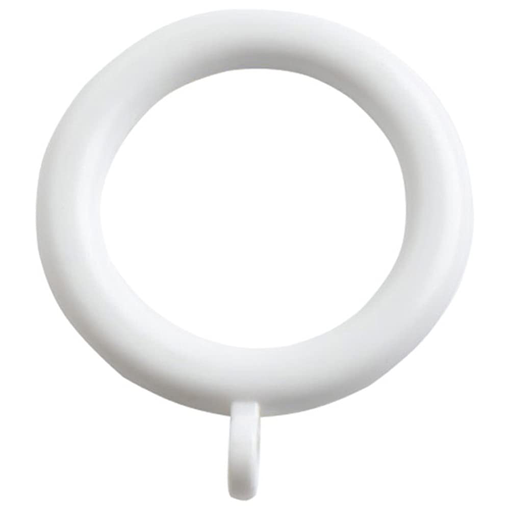 Merriway BH05953 (24 Pcs) Plastic Curtain Drapery Pole Rod Rings with Fixed Eye, Inner Diameter 28mm (1.1/4 inch) Outer Diameter 40mm (1.1/2 inch) White - Pack of 24 Pieces
