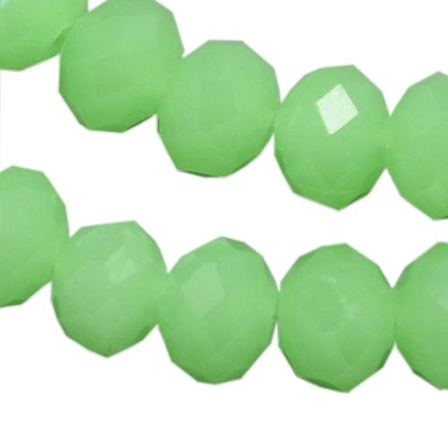 Czech Crystal Glass Beads, CZ Bohemian Faceted Rondelle Glass Beads, 4/6/8/10 mm, Choice of Colours (Frosted Green, 8 x 6 mm) — image 1