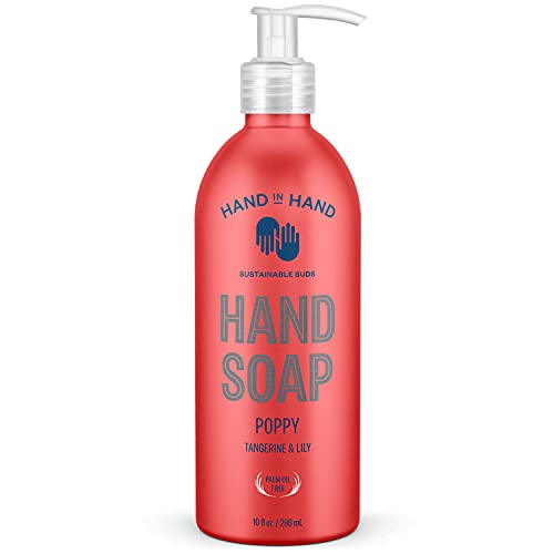 Hand in Hand Nourishing Liquid Hand Soap, 10 Fl Oz, Tangerine & Lily, Poppy Scent, 4 Pack