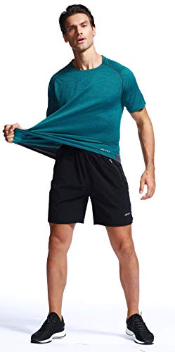 AKILEX MENS RUNNING DRY FIT T-SHIRT ATHLETIC OUTDOOR SHORT SLEEVE COMFORTABLE SPORTS TOP