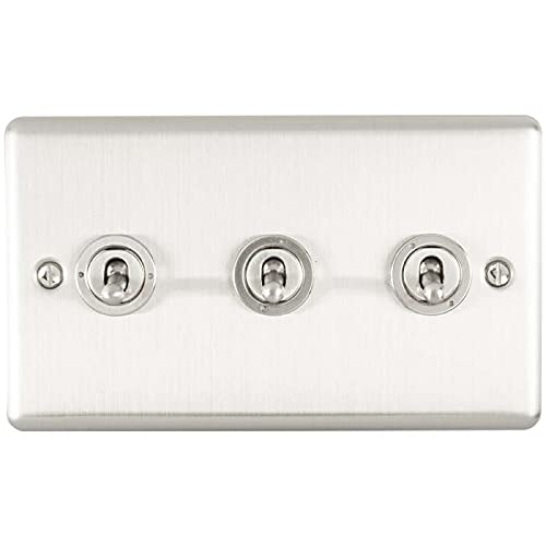 Enhance Decorative 3 Gang Toggle Switch Satin Stainless Finish