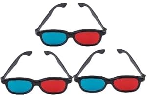 MYUIAO 3Pcs Red and Blue 3D Glasses Universal TV Movie Dimensional Video Frame 3D Glasses DVD Game Glass 3D Style Glasses for 3D Movies Games, 3D Viewing Glasses, Televisions and Video