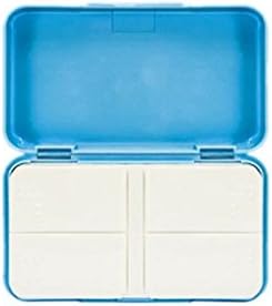 Mini Medicine Case,Rukiwa 4 Slots Portable Medical Pill Box Drug Organizer (Blue)