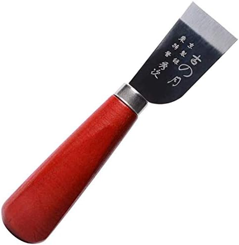 Leather Skiving Knife with Wooden Handle - Leather Edging Tool for DIY Leathercraft Cutting, Silver