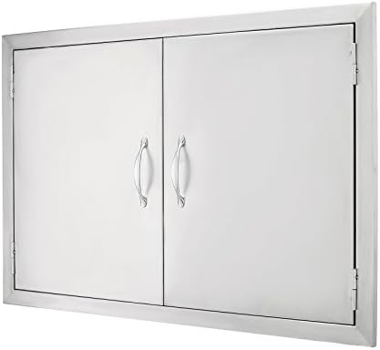 Foodkingdom BBQ Access Door 30.5"W x21"H Double BBQ Island Door 304 Stainless Doors Double Door Flush Mount Great for Outdoor Kitchen