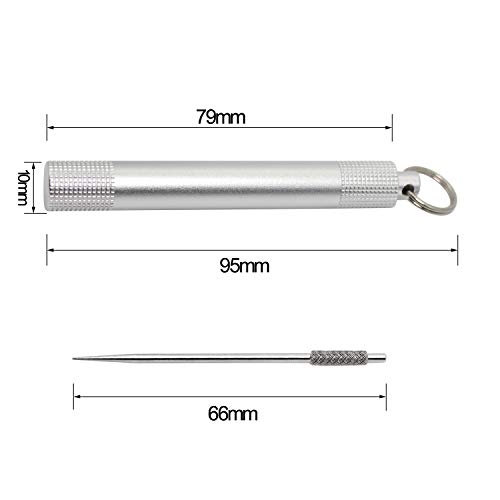 PPFISH Pocket Toothpick Holder keychain - Waterproof Aluminium Alloy Toothpick Box Container & Titanium Toothpick Ultralight Travel Kits (Sliver Aluminum + TI) - Thumbnail 5