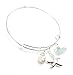 LARGE Best Seller Charm Bracelet, Adjustable, Sterling Silver, Nautical Sea Foam Blue Sea Glass Pebble, Swarovski Crystal Pearl and Sterling Silver Filled Starfish Charm