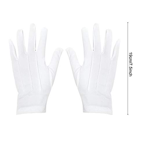 6 Pairs White Gloves for Children's Hand Moisturizing Gloves Nylon Cotton Gloves for Police Formal Tuxedo Honor Guard and Special Occasions (M)