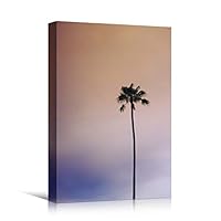 Canvas Wall Art Silhouette Palm Tree Bedroom Multicolor Nature Neon Photography Trees Tropical Urban - 12x18 inches