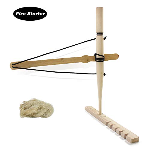 TEMEAYE Bow Drill Kit Fire Starter Primitive Wood Survival Practice Friction Fire Tool Scout Outdoor Activity Kits Teaching Outward Bound Training