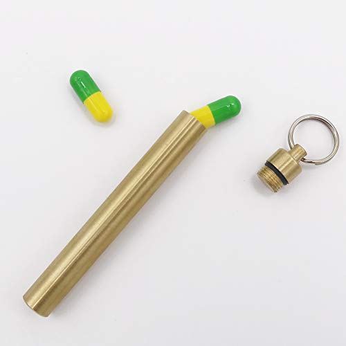 HRX Package Waterproof Brass Toothpick Holder Keychain with 2 Titanium