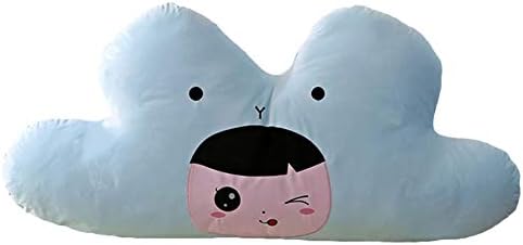 Roner Large Filled Cloud Reading Pillow Lovely Cute Baby Face Pattern Backrest Cushion Home Sofa Office Nap Bolster Plush Decorative Throw Pillow Blue 59 Inches