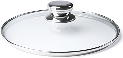 ETHDA Tempered Glass Lid, Fits Cookware 11 inch, Universal Replacement for Frying Pans,Cast Iron Skillets,Woks,Clear, with Steam Vent Hole, Stainless Steel Handle Knob (28cm)