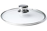 ETHDA Tempered Glass Lid, Fits Cookware of 12.5 Inch, Universal Replacement For Frying Pans,Pots,Cast Iron Skillets,Woks,Round,Transparent,with Steam Vent Hole,Stainless Steel Handle Knob (32cm)